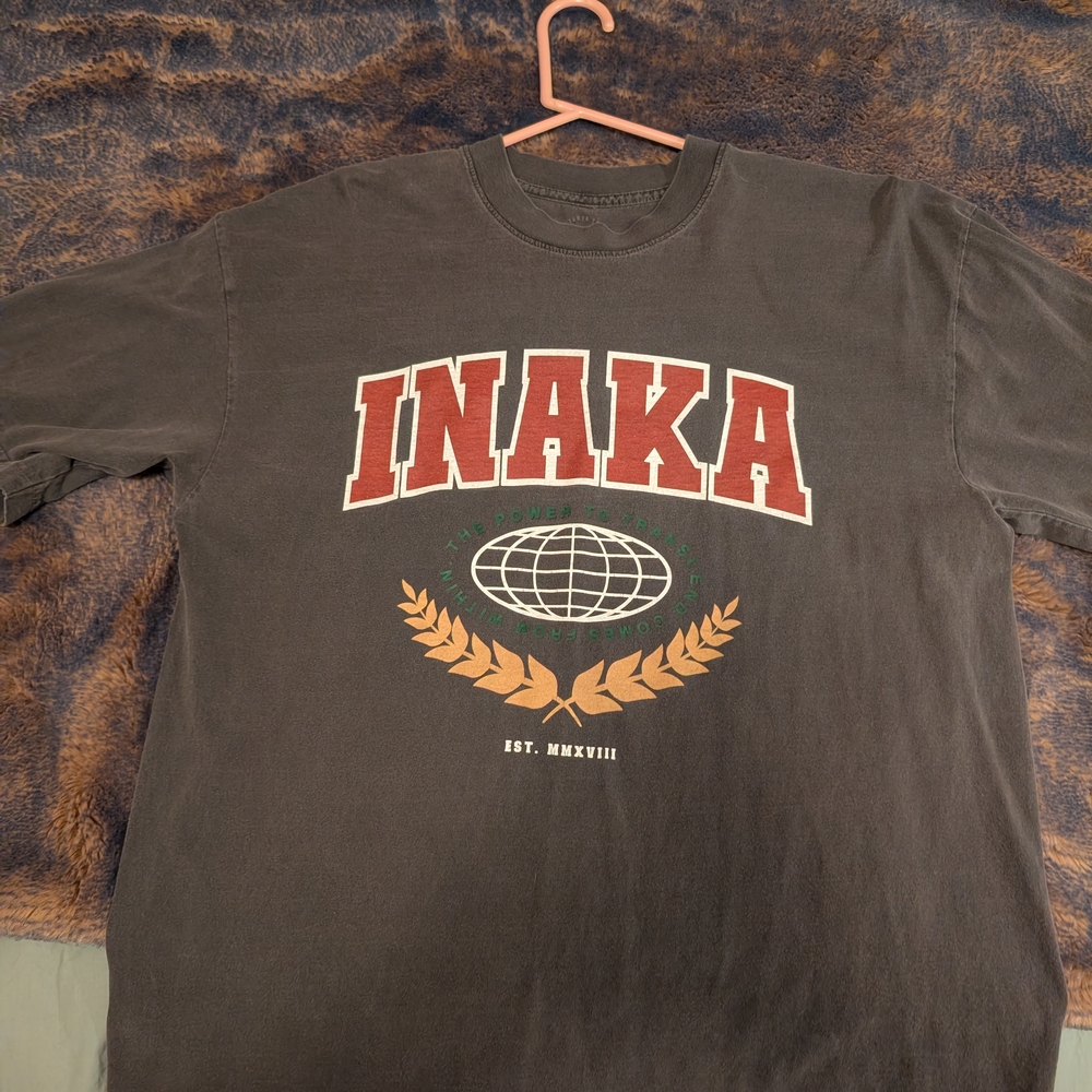 Inaka Power Charcoal and Red Long Sleeve Tee